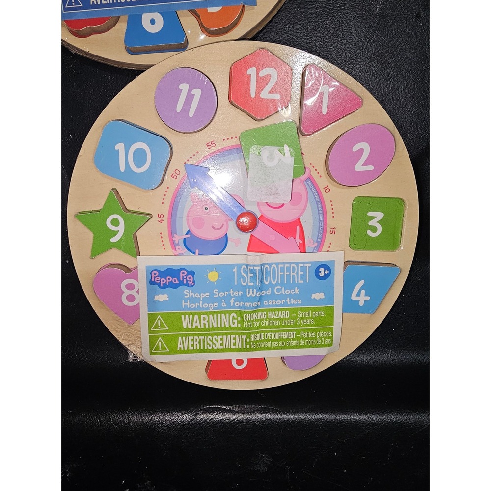 New Melissa & Doug Peppa Pig Wooden Shape Sorter Clock Puzzle